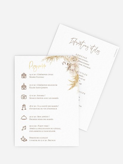 Programme mariage Elegant Boho