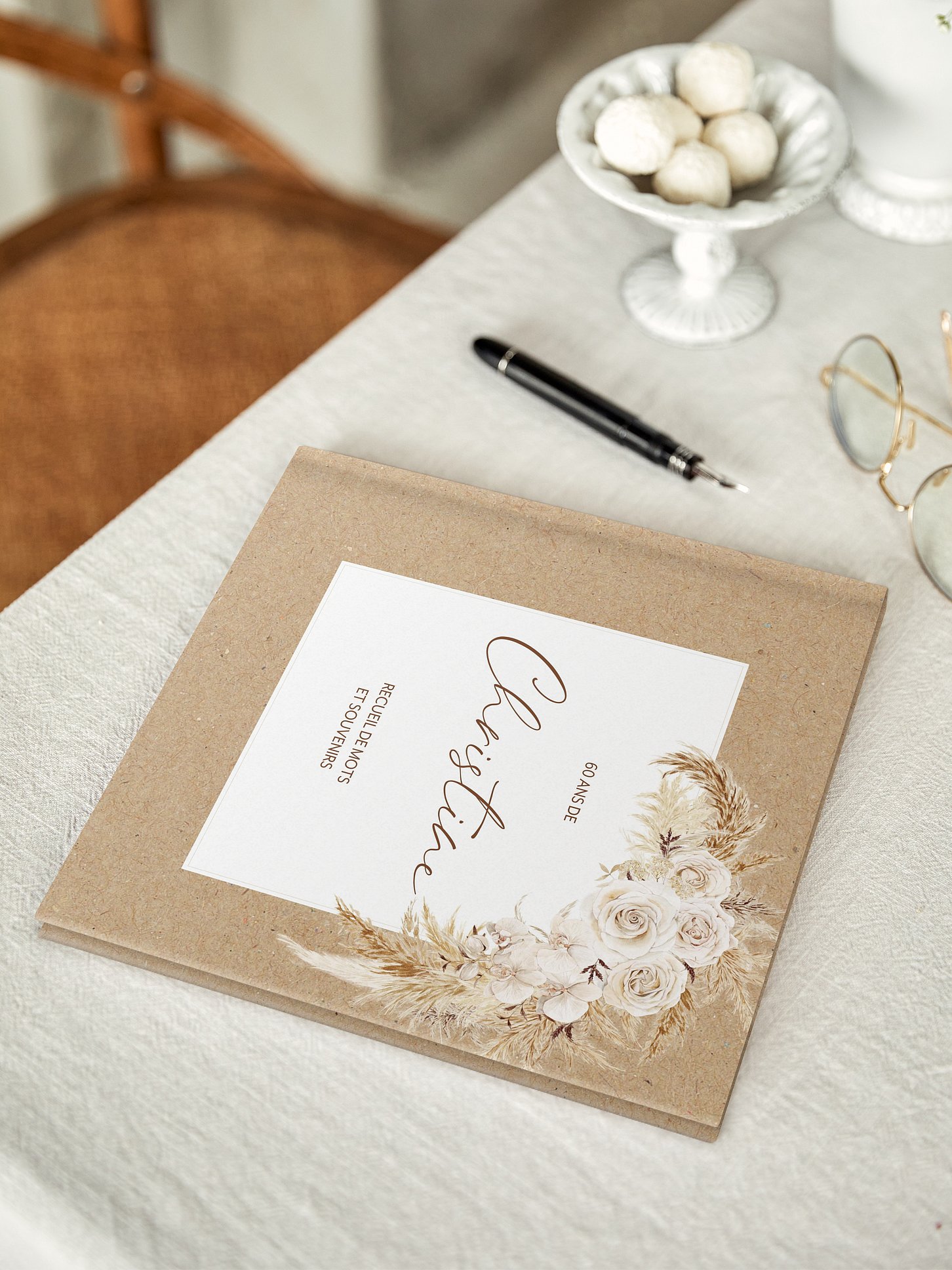 Livre d'or anniversaire Roses Boho
