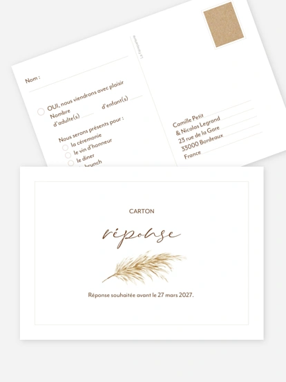 Carton réponse Roses Boho