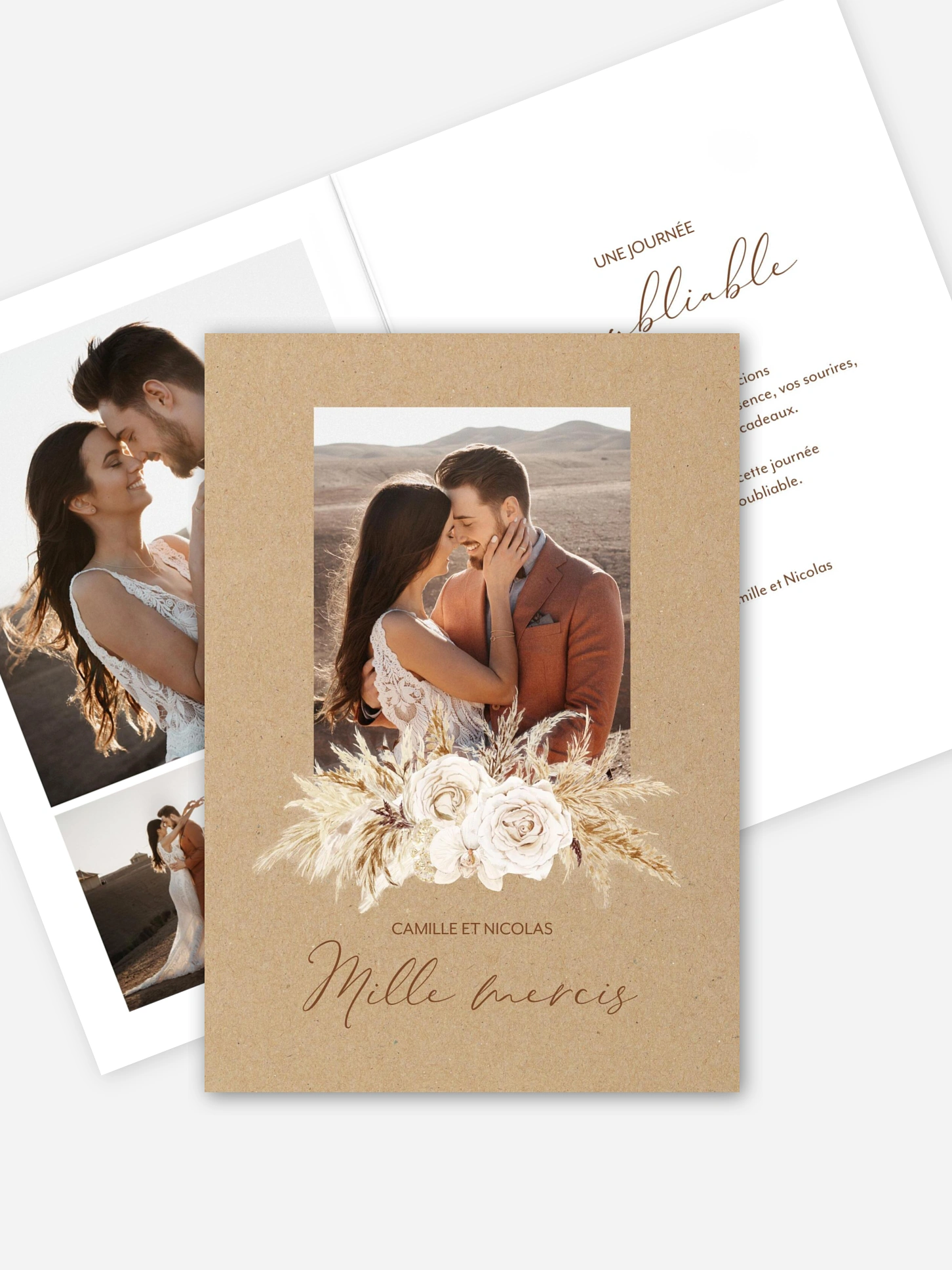 Carte de remerciements Roses Boho