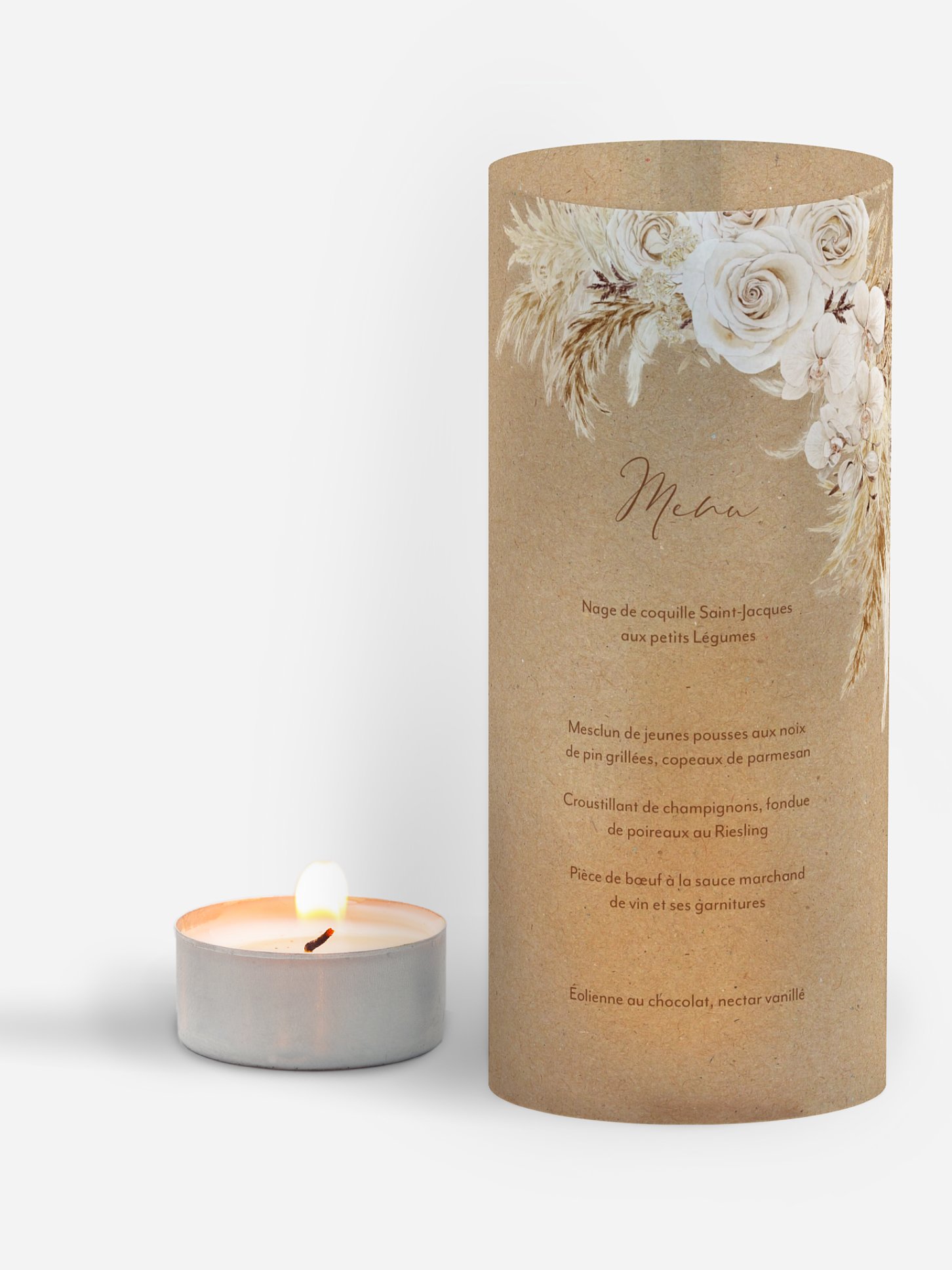 Menu mariage Roses Boho