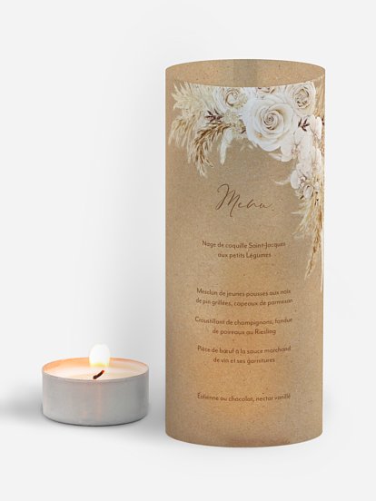 Menu mariage Roses Boho