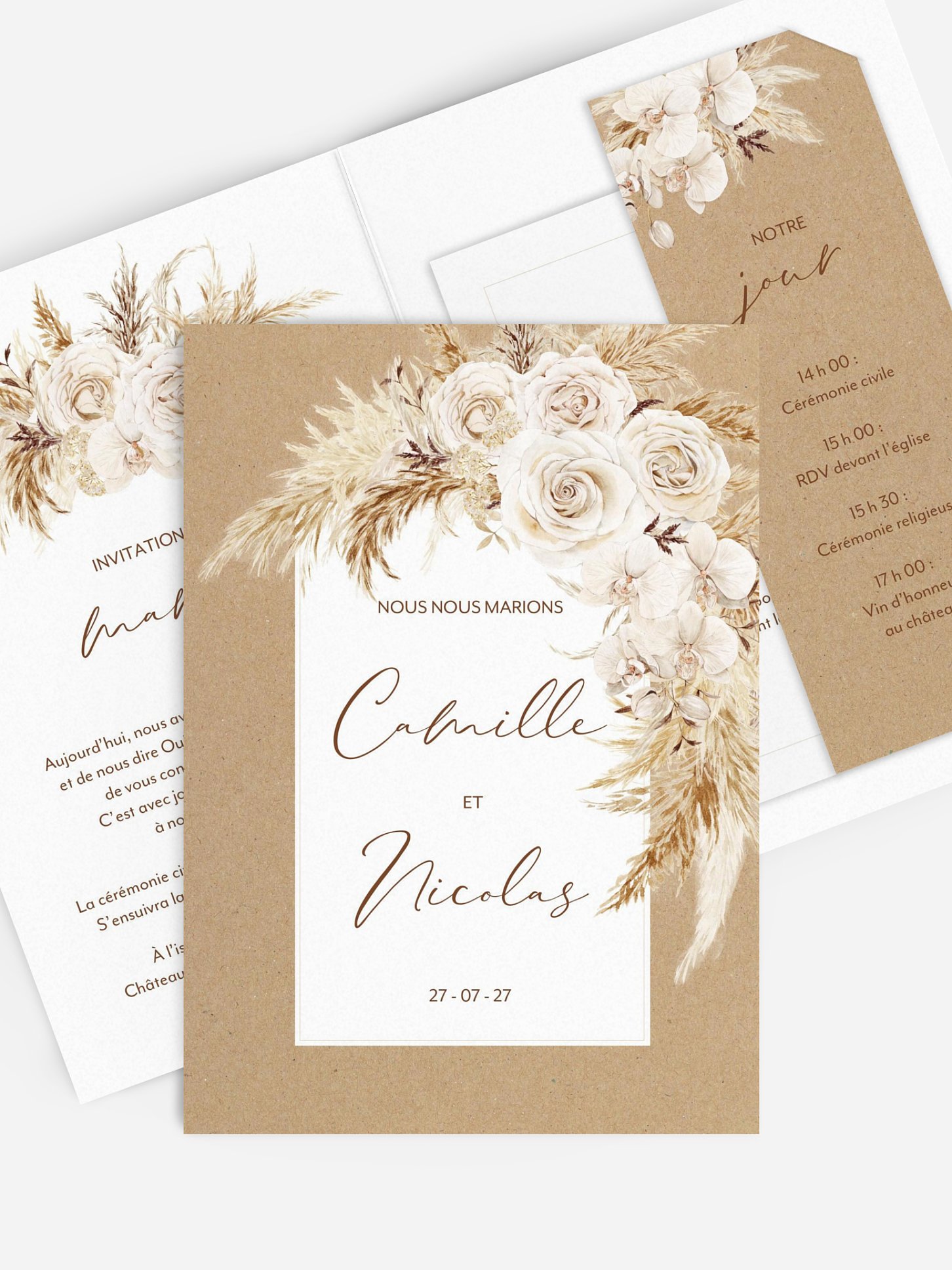 Faire-part de mariage Roses Boho