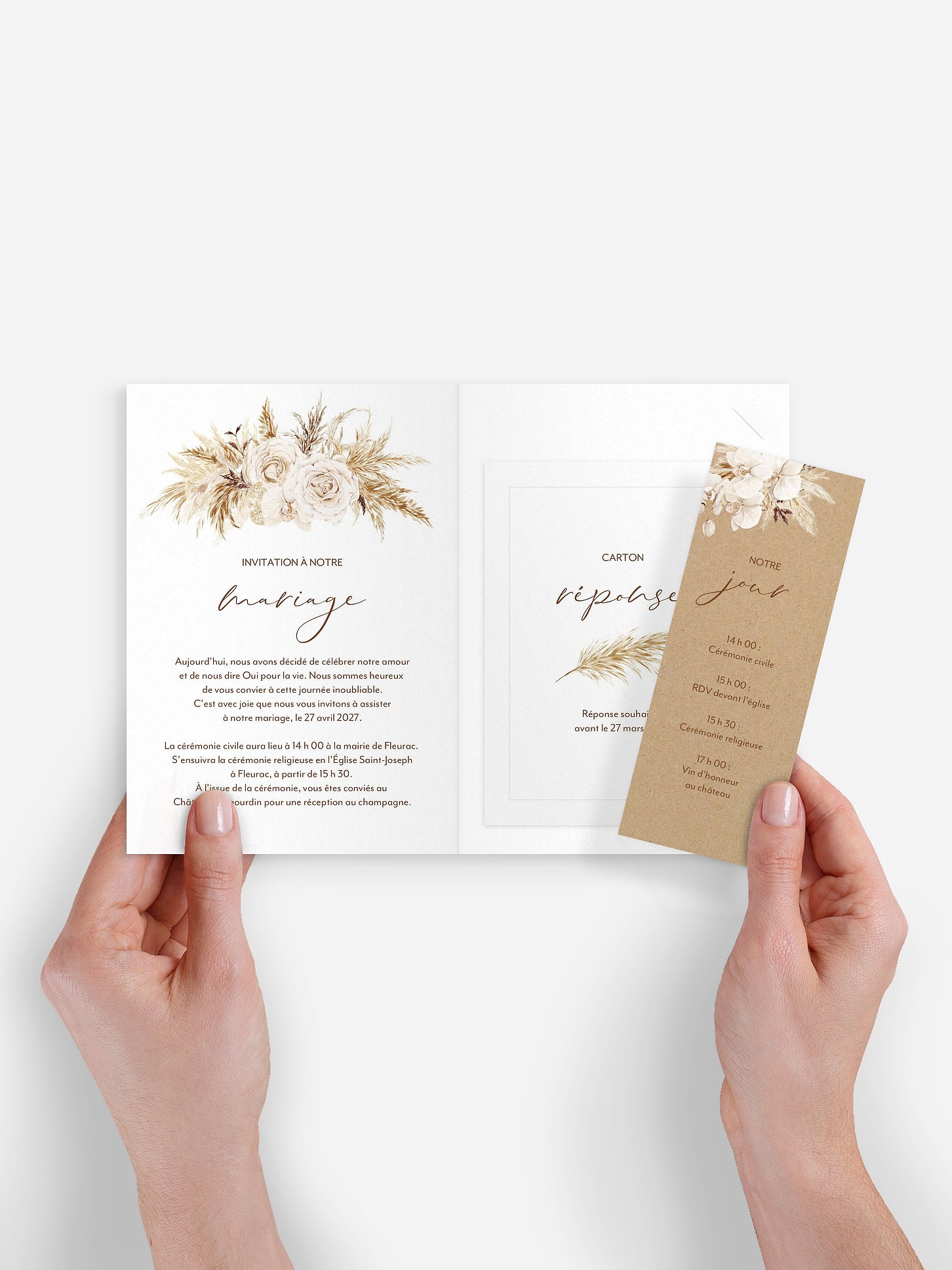 Faire-part de mariage Roses Boho