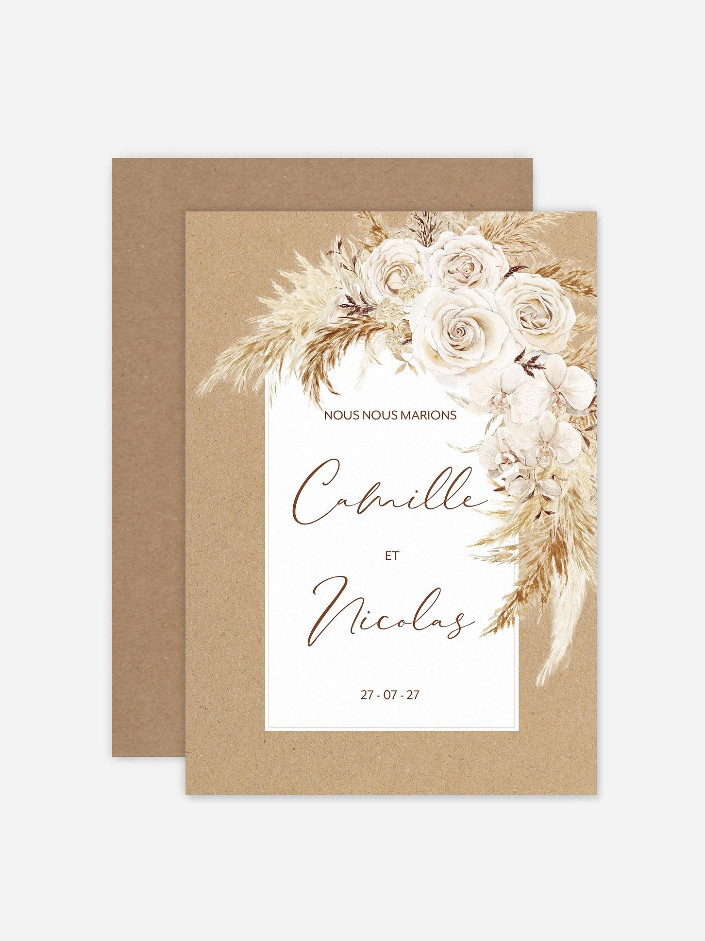 Faire-part de mariage Roses Boho