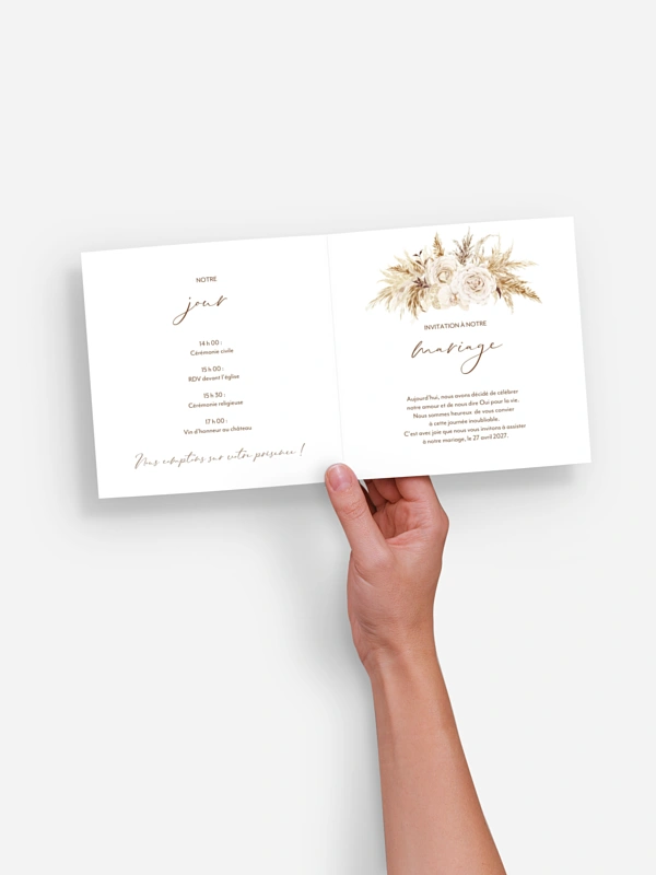 Faire-part de mariage Roses Boho
