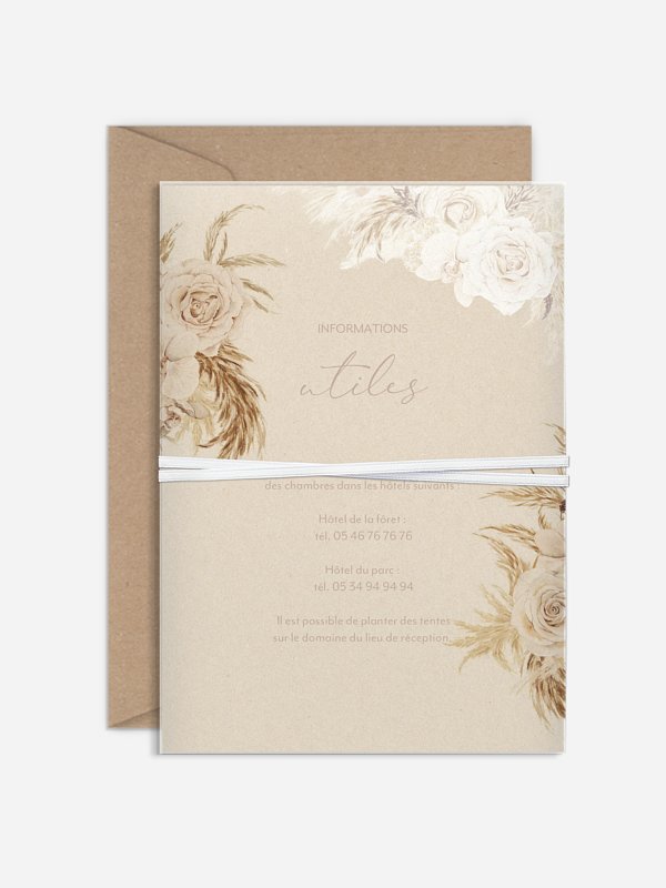 Faire-part de mariage Roses Boho