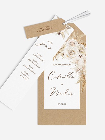 Faire-part de mariage Roses Boho