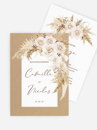 Faire-part de mariage Roses Boho