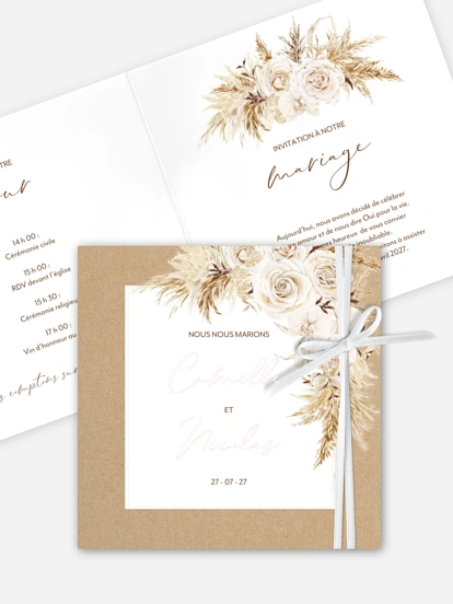 Faire-part de mariage Roses Boho