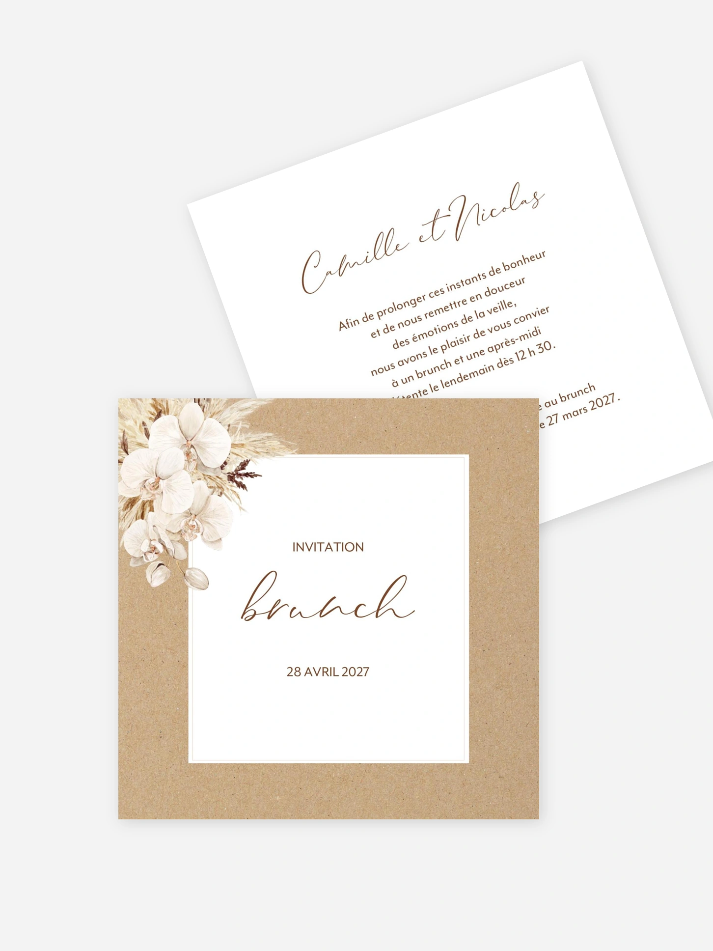 Carte brunch Roses Boho