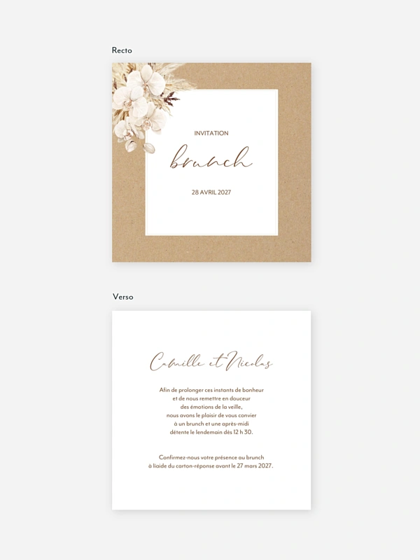 Carte brunch Roses Boho