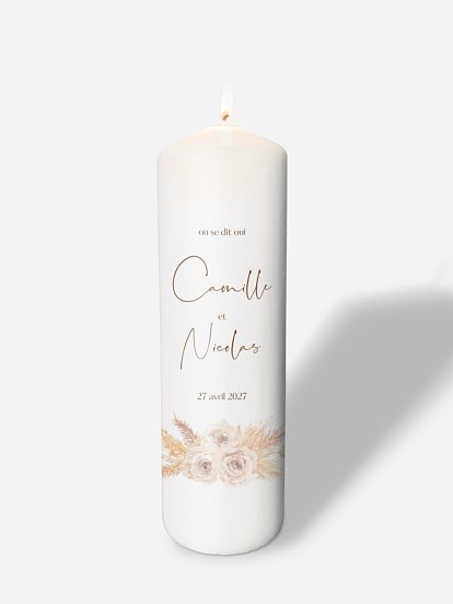 Bougie mariage Boho Pampas