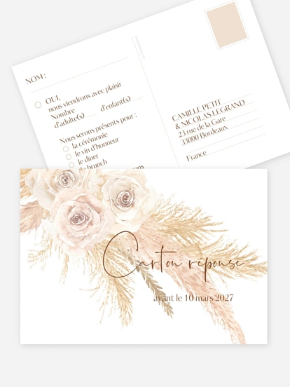 Carton réponse Boho Pampas