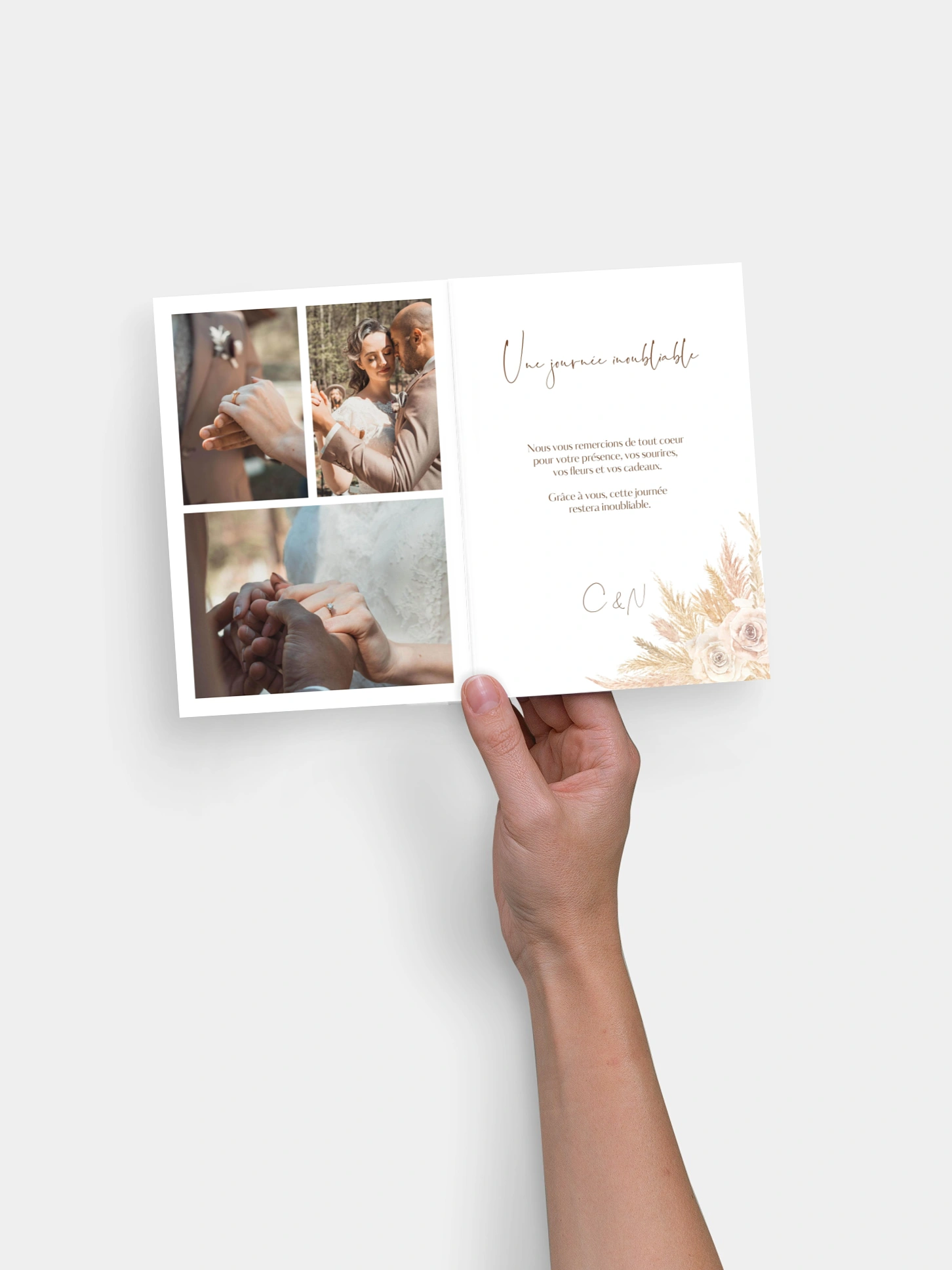 Carte de remerciements Boho Pampas
