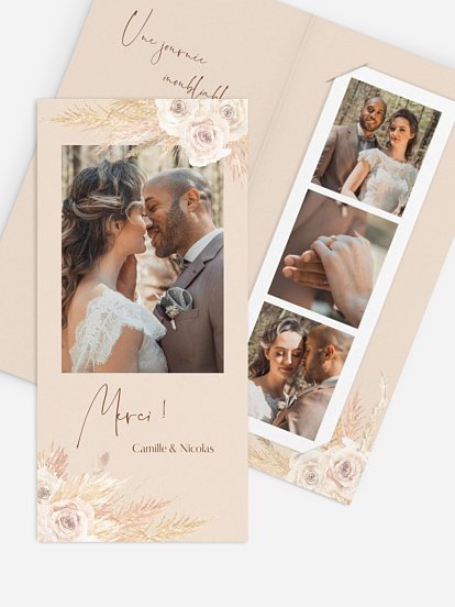 Carte de remerciements Boho Pampas