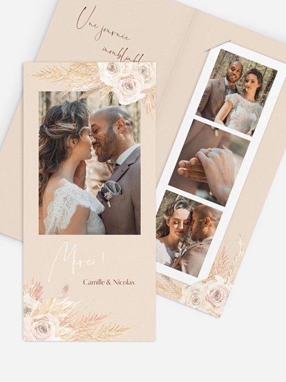 Carte de remerciements Boho Pampas