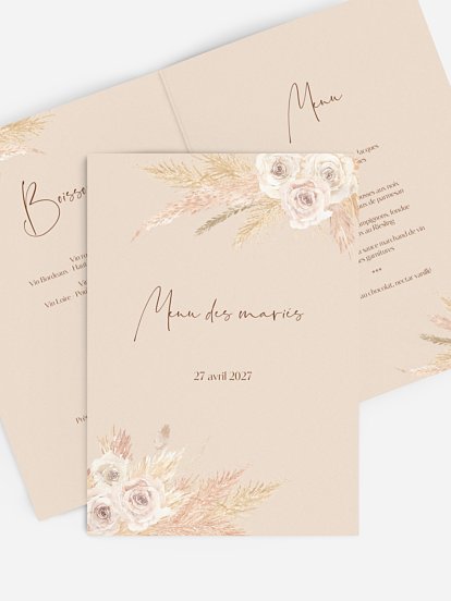 Menu mariage Boho Pampas