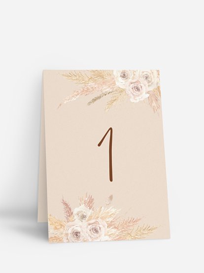 Numéro de table mariage Boho Pampas