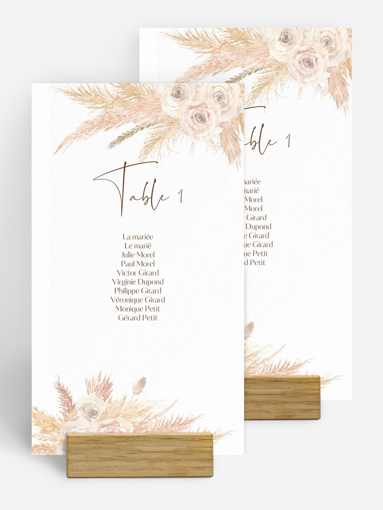 Nom de table mariage Boho Pampas
