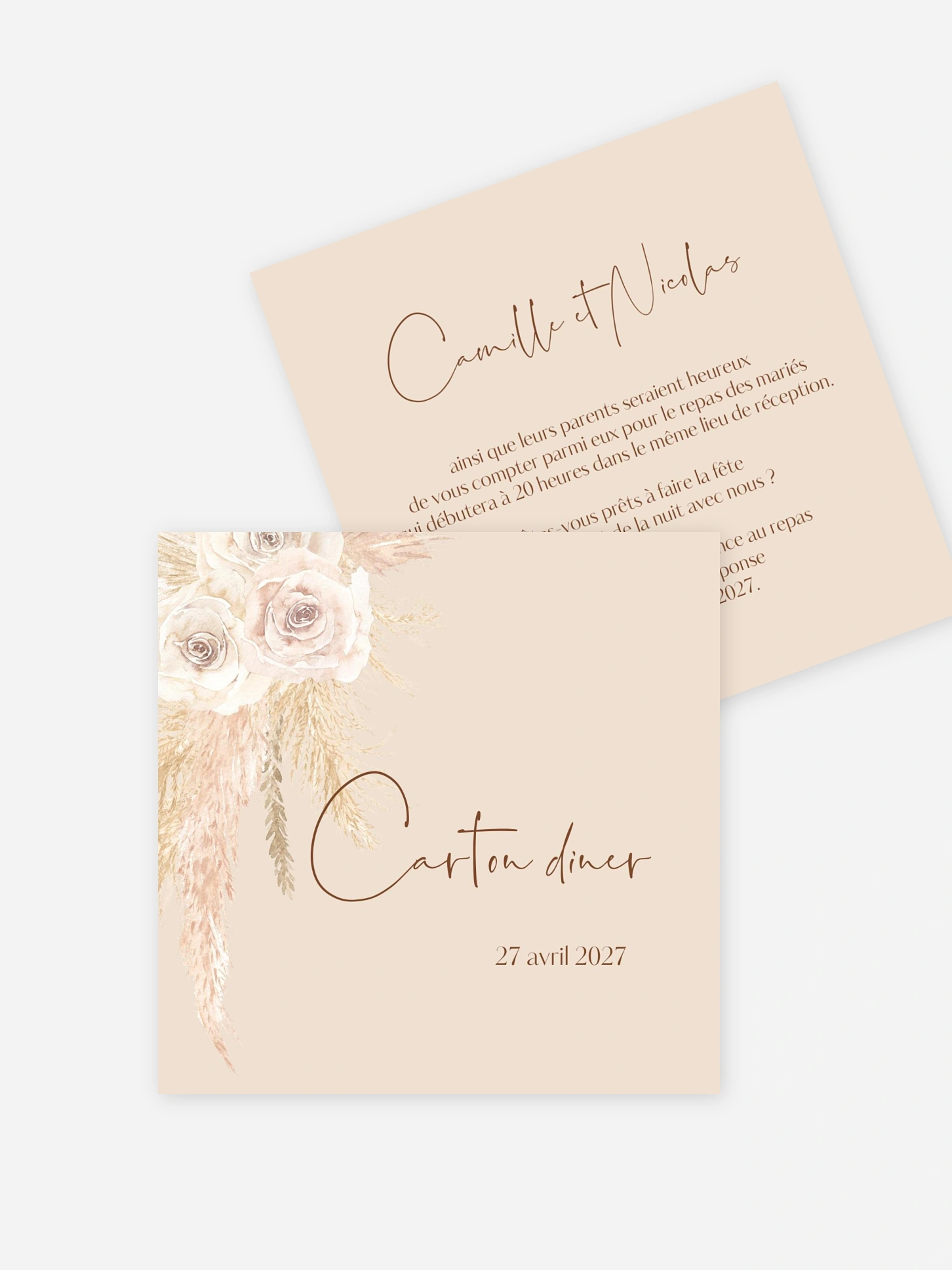 Carton d'invitation Boho Pampas