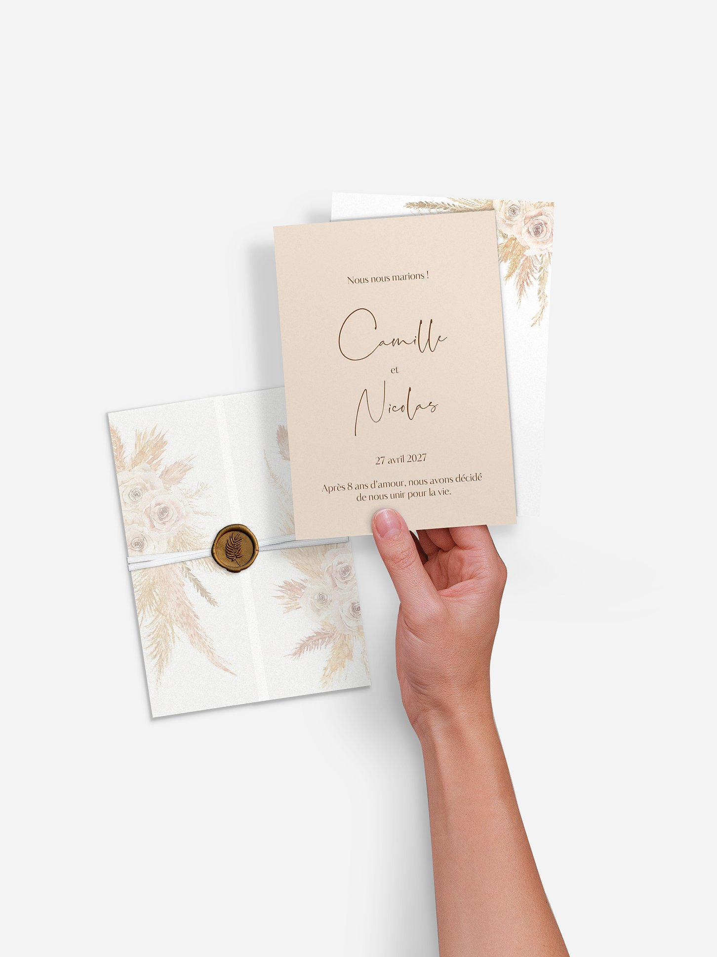 Faire-part de mariage Boho Pampas