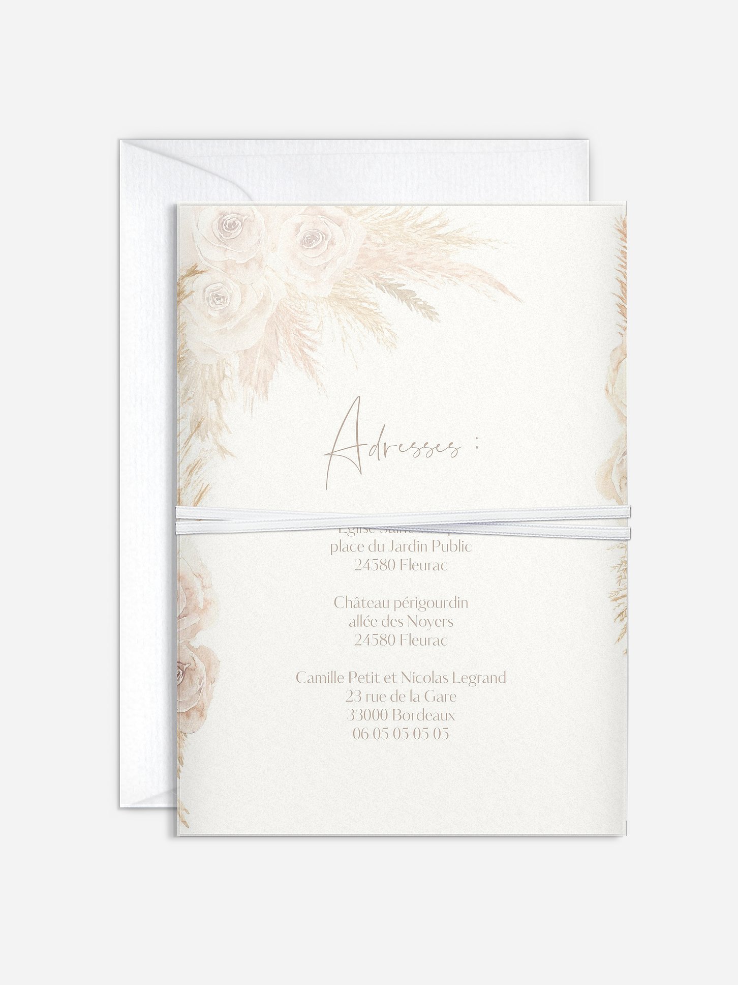 Faire-part de mariage Boho Pampas