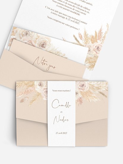 Faire-part de mariage Boho Pampas
