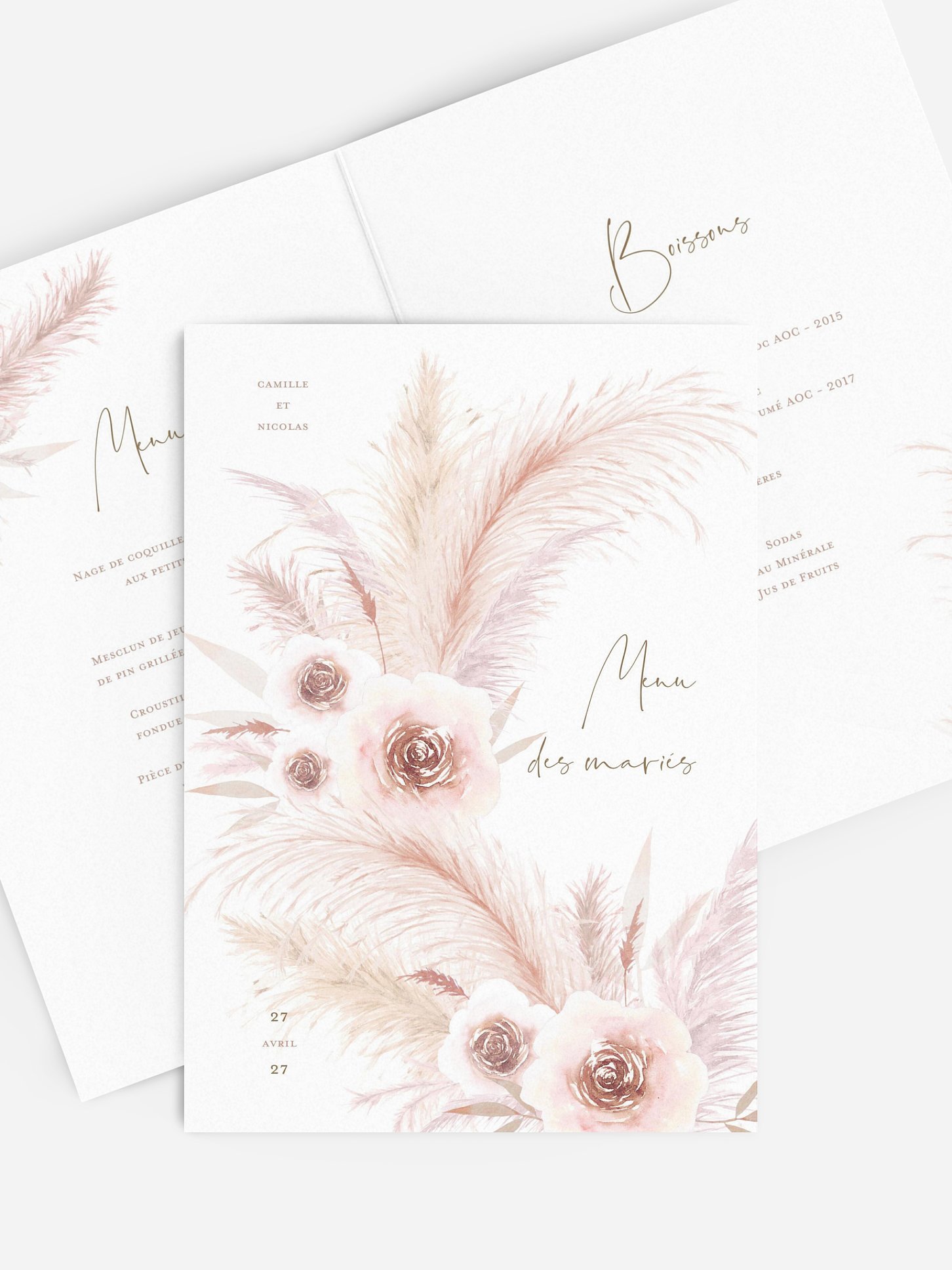 Menu mariage Pampas douces
