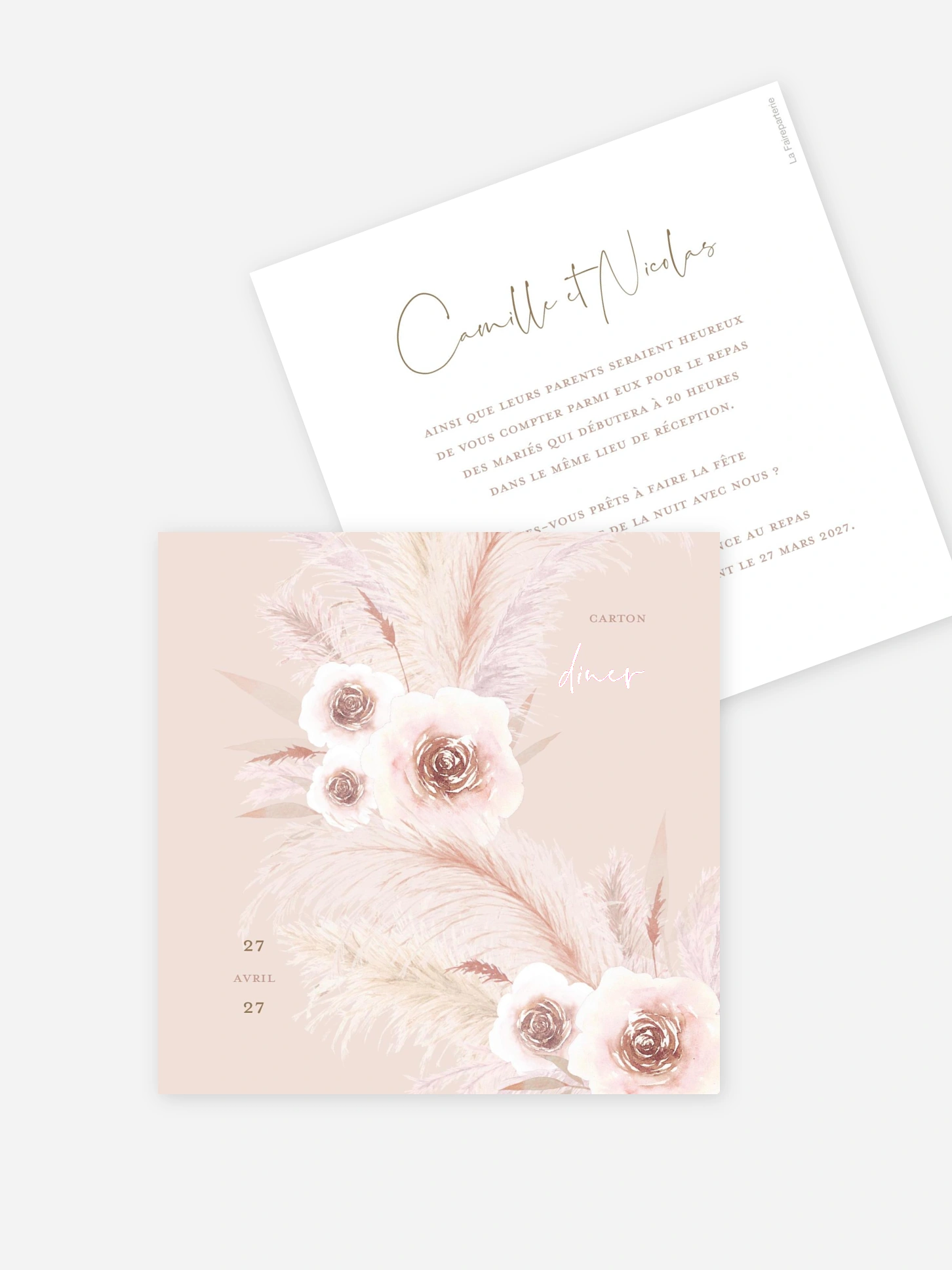 Carton d'invitation Pampas douces