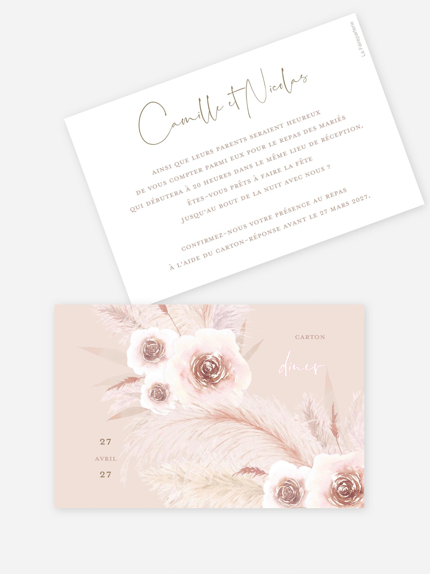 Carton d'invitation Pampas douces