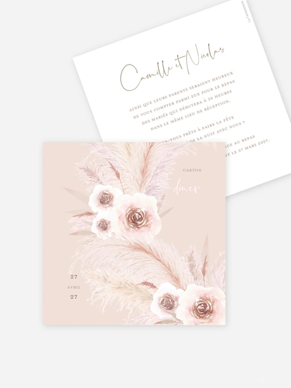 Carton d'invitation Pampas douces