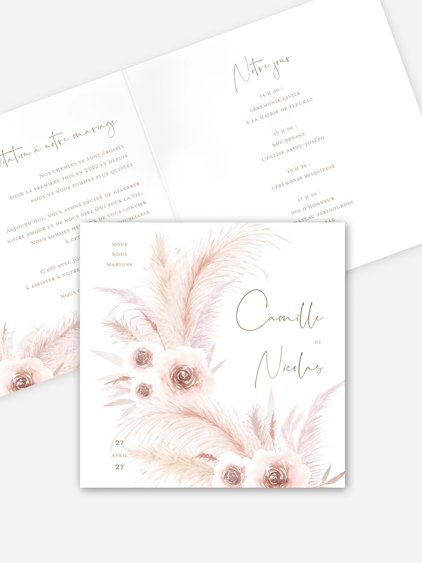Faire-part de mariage Pampas douces