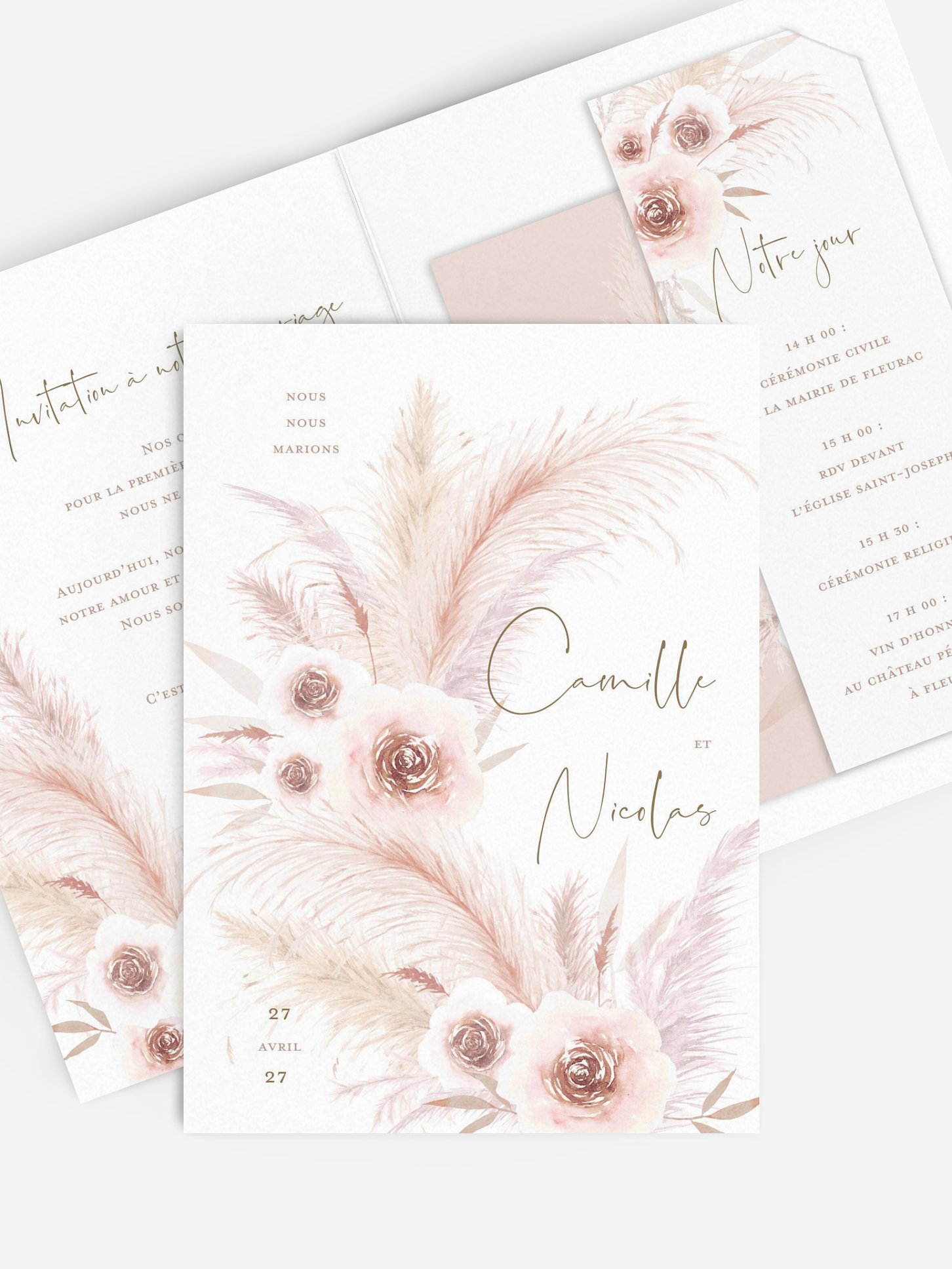Faire-part de mariage Pampas douces
