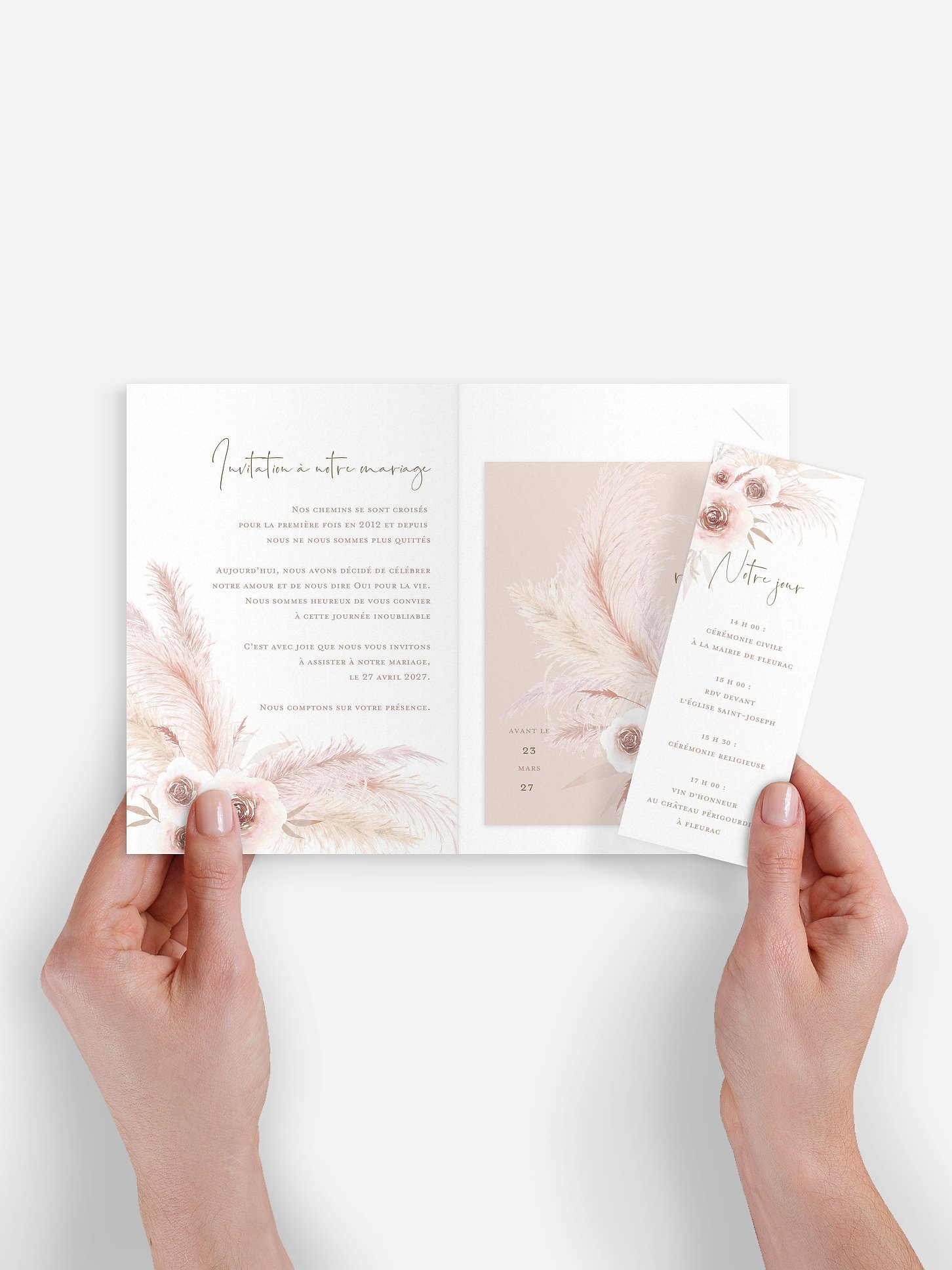 Faire-part de mariage Pampas douces