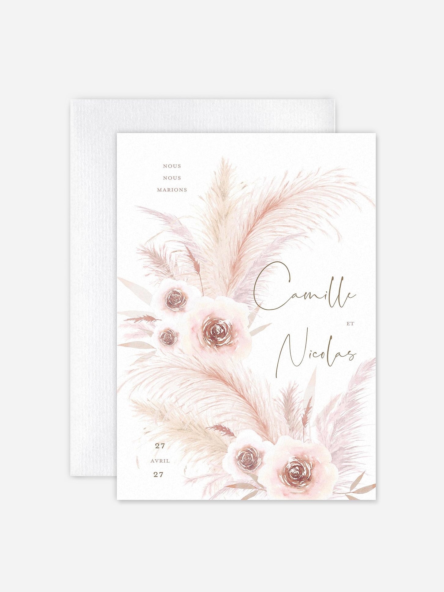 Faire-part de mariage Pampas douces