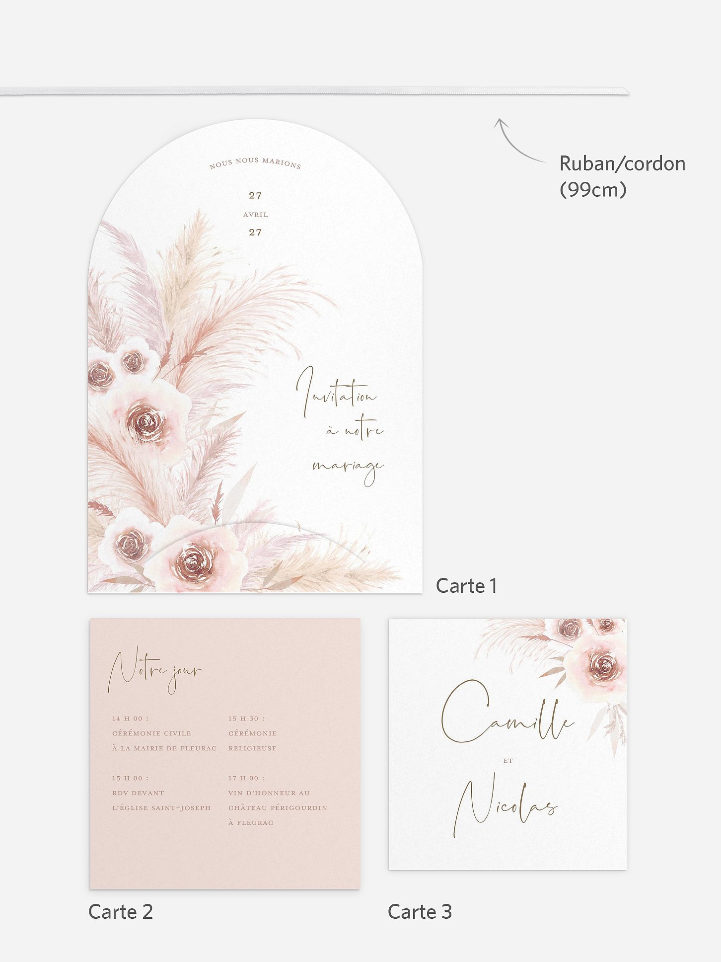 Faire-part de mariage Pampas douces