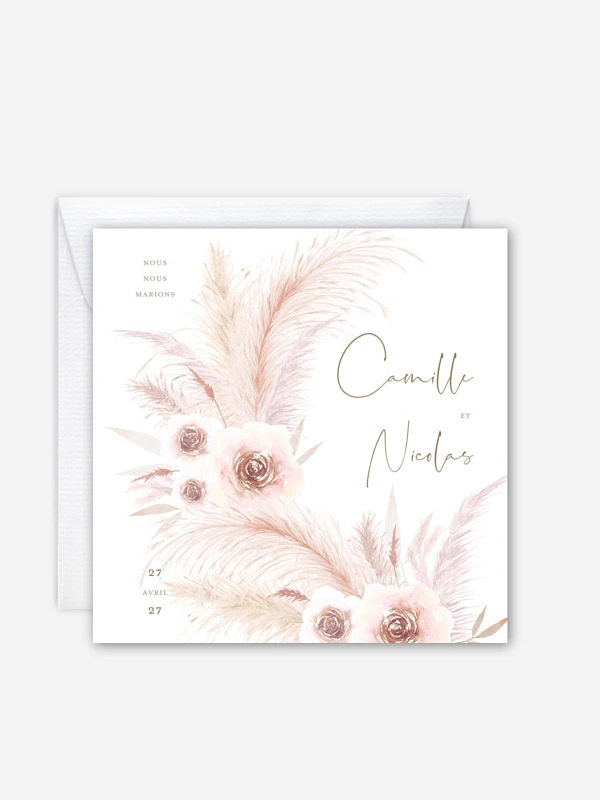 Faire-part de mariage Pampas douces