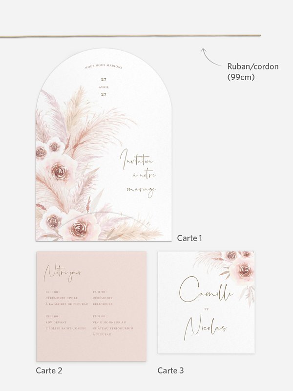 Faire-part de mariage Pampas douces