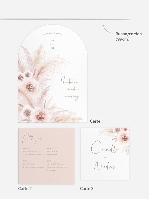 Faire-part de mariage Pampas douces