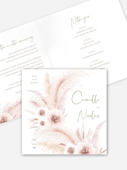Faire-part de mariage Pampas douces