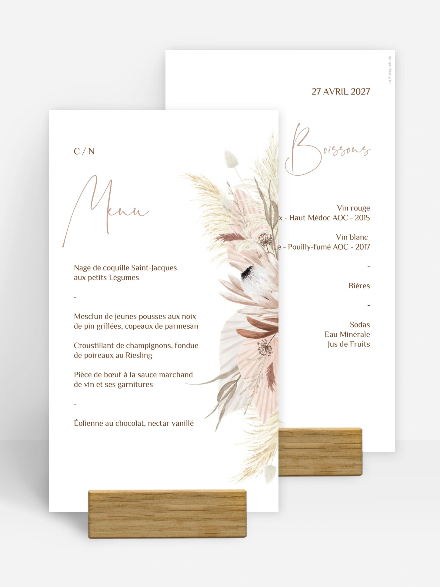 Menu mariage Touche de coton