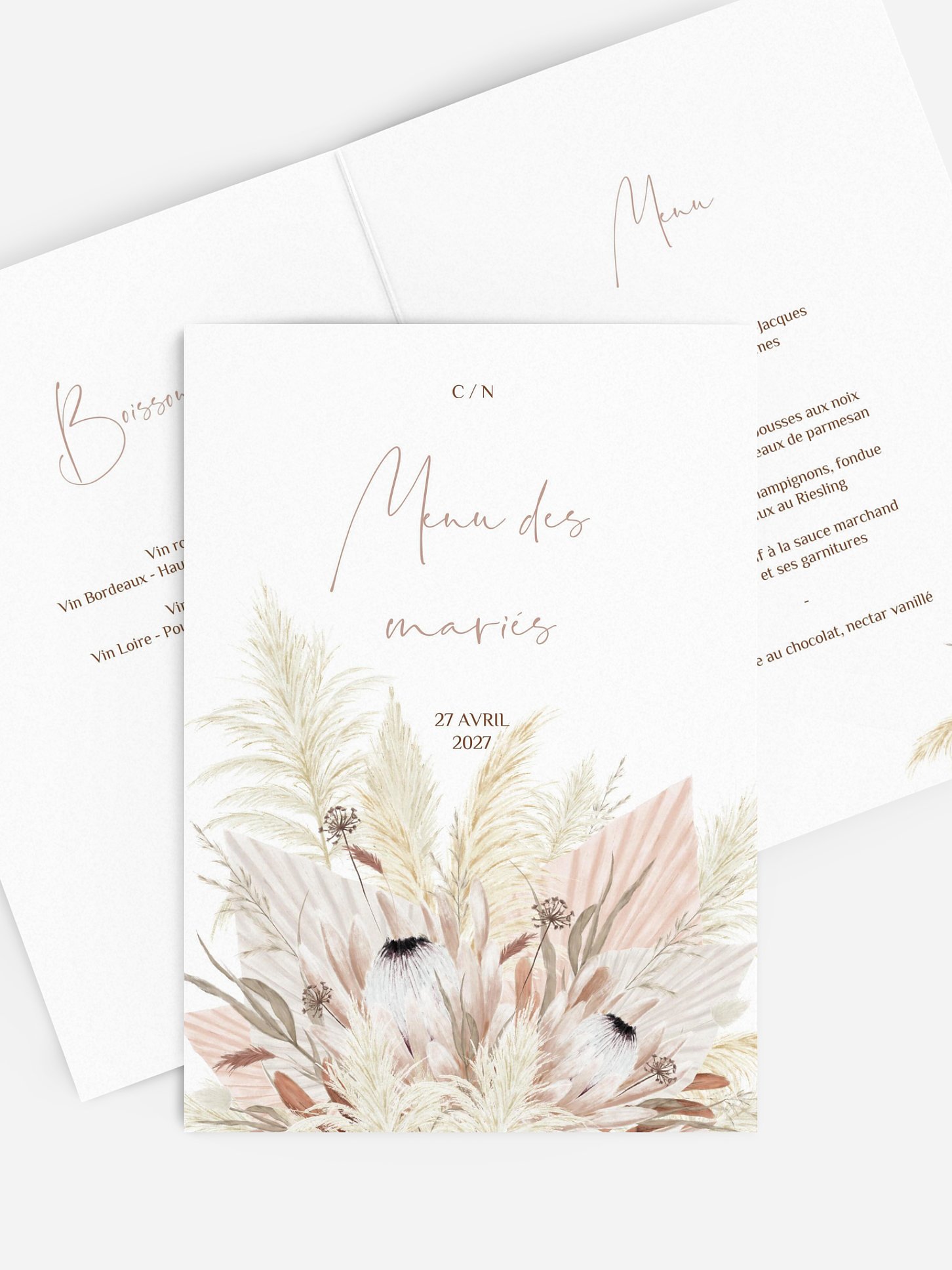 Menu mariage Touche de coton