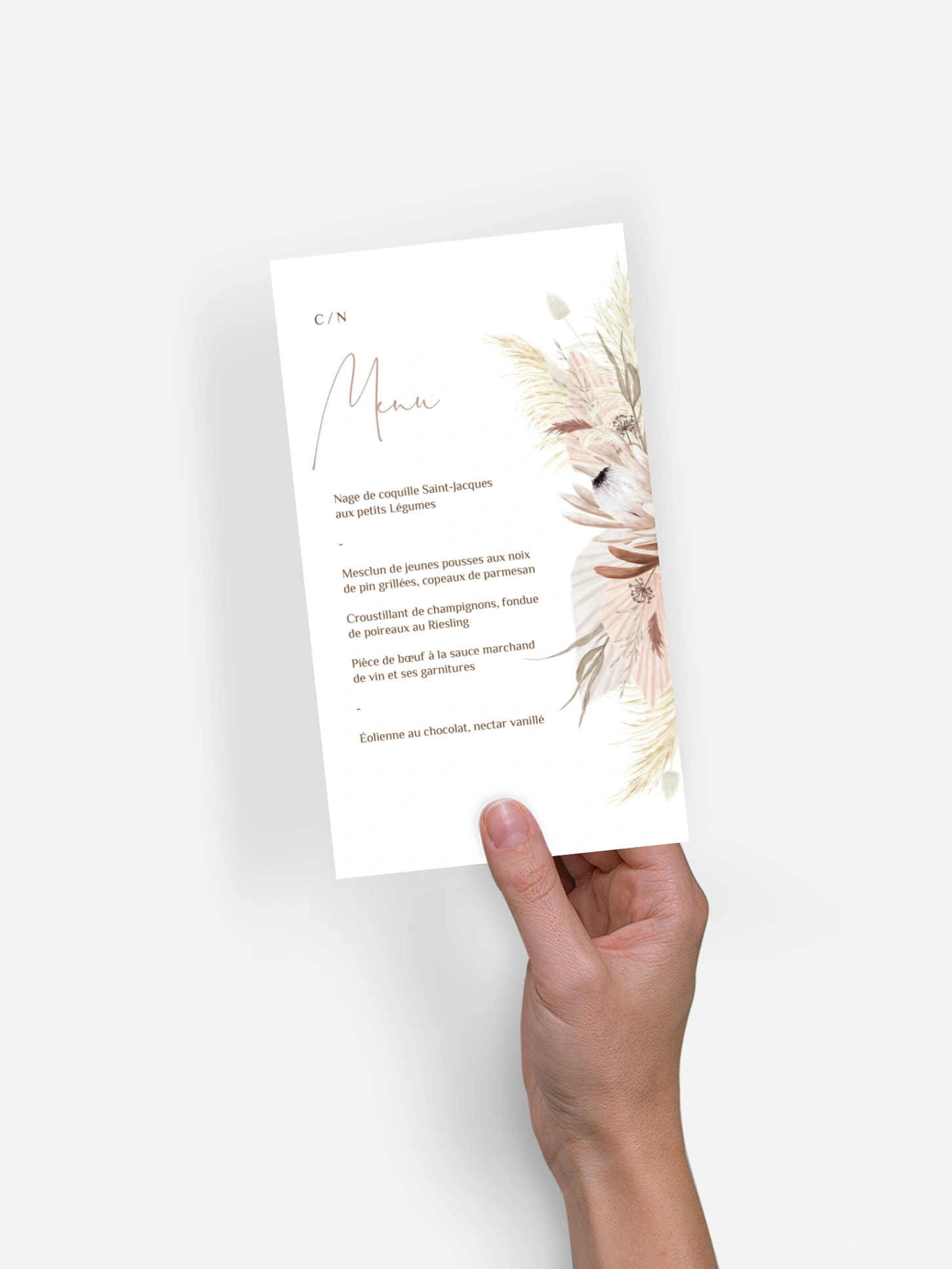 Menu mariage Touche de coton