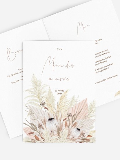Menu mariage Touche de coton