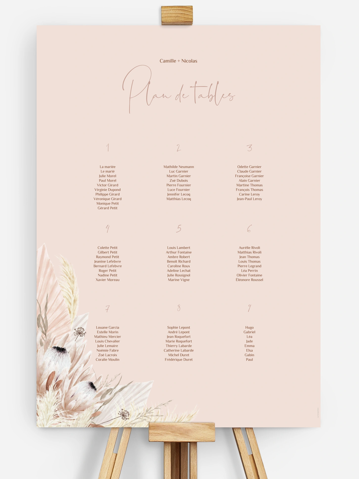 Poster plan de table mariage Touche de coton