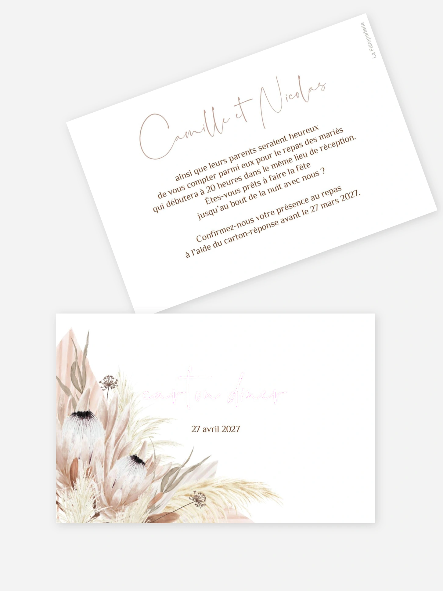 Carton d'invitation Touche de coton