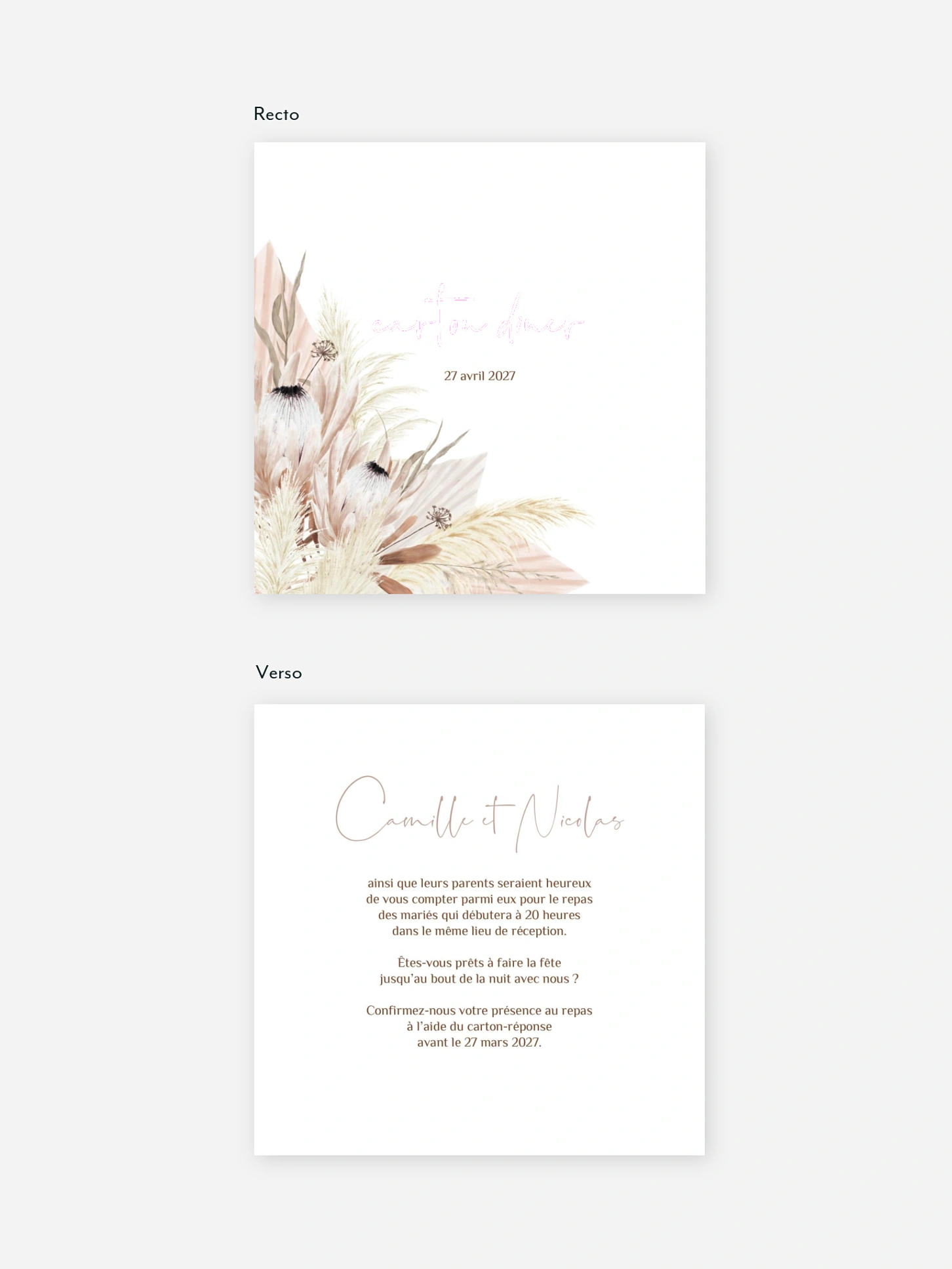 Carton d'invitation Touche de coton