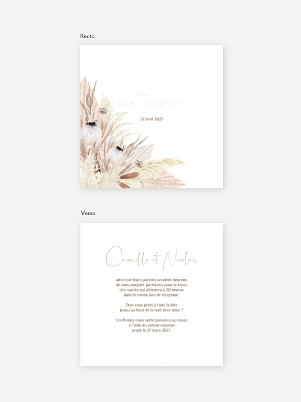 Carton d'invitation Touche de coton