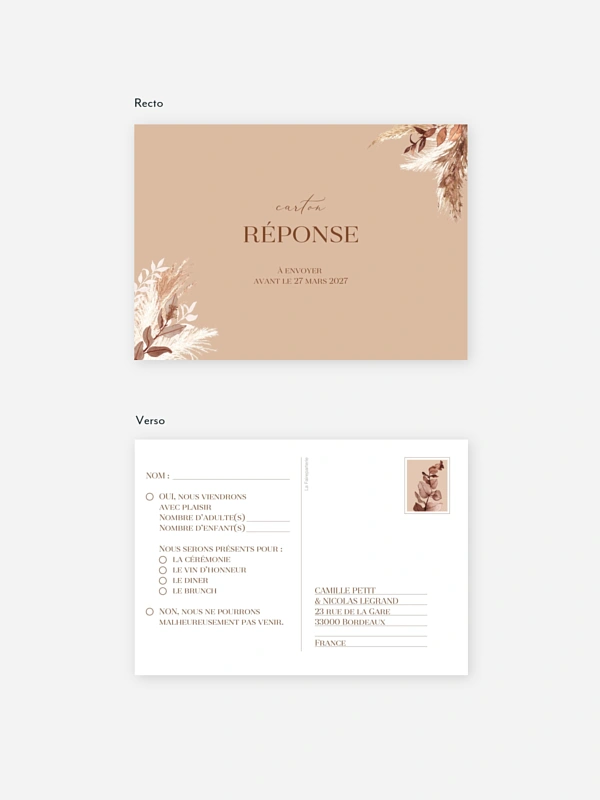 Carton réponse Bohemian Bouquet